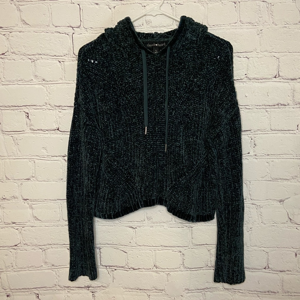 Derek Heart Green Long Sleeve Knit Hoodie